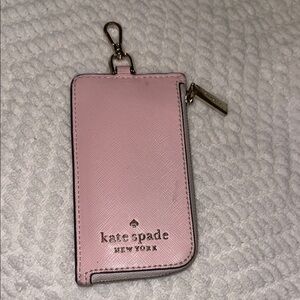 Kate Spade Blush Pink Card Wallet with Gold Accents